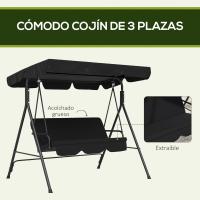 Columpio de Jardín de 3 Plazas Balancín Exterior con Techo Ajustable y Marco de Acero - details 6