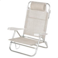AKTIVE Silla de playa plegable, Silla de playa reclinable, 8 posiciones, 48x49x82 cm, Cojín acolchado, Asas de transporte, Peso máx 110 kg, Sillas de playa, Sillas de playa bajas, Multiposición, Respaldo reclinable, Sillas de playa plegables - details 0