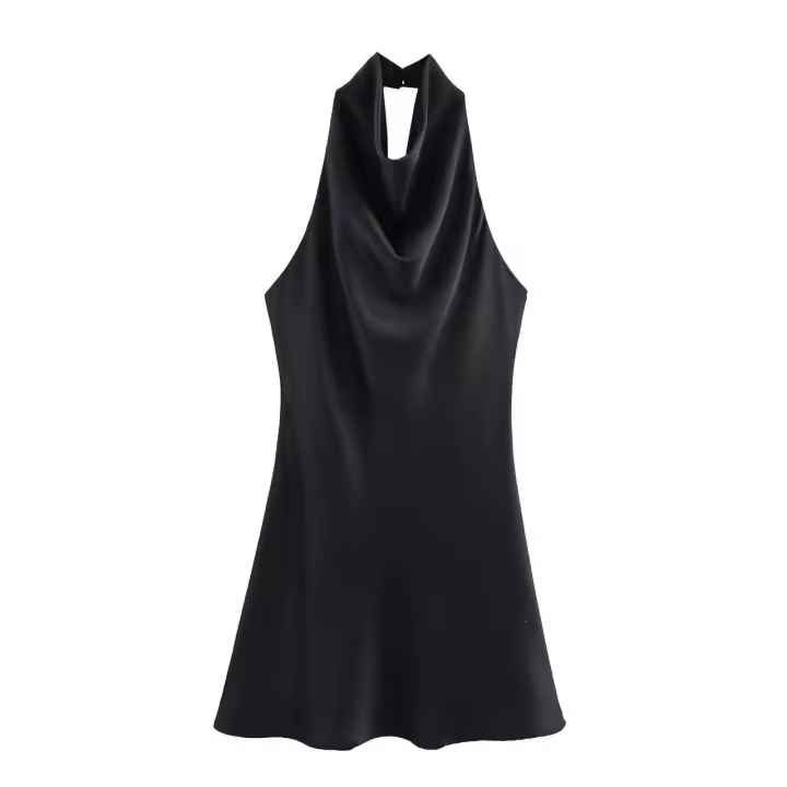 Vestido de satén con cuello halter, éxito de ventas en AliExpress, ropa de mujer europea y americana transfronteriza - 1
