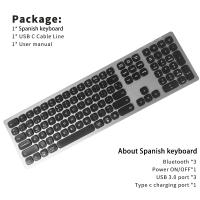 Teclado inalámbrico español con ñ Teclados bluetooth silenciosos recargables de aluminio para mac apple Tab let ipad slim teclados rusos recargables blanco - details 0