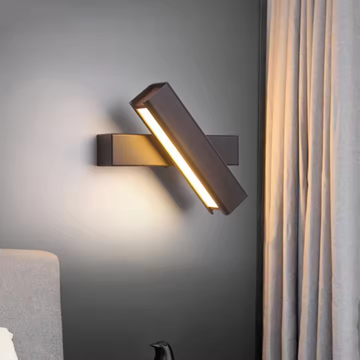 Lámpara de pared LED nórdica minimalista, accesorio de iluminación giratorio moderno que no se oscurece para mesita de noche, sala de estar - 1