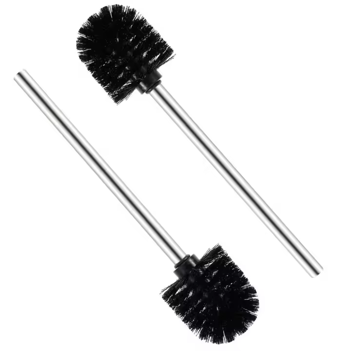 Escobillas de Baño 2 piezas WC, Cepillo para Inodoro de Acero Inoxidable, 7,5x35x7,5 cm, Negro - 1