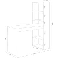 Escritorio con Estanteria Reversible, Mesa de Ordenador, Blanco Artik y Roble Canadiense, Modelo Duplo, Medidas: 120 cm (Ancho) x 53 cm (Fondo) x 144 cm (Alto) - details 2