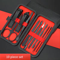 10 piezas de color negro con estuche: cortaúñas profesional para cutículas, un juego de belleza completo adecuado para el hogar y los viajes - details 3
