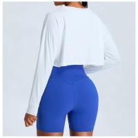 Top deportivo de manga larga corta para mujer, ropa deportiva holgada informal con cuello redondo y cintura alta para Yoga - details 11