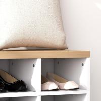 Recibidor con Perchero y Banco Zapatero 2 en 1 Muebles de Entrada con 3 Ganchos y Estantes para 9 Pares de Zapatos 75x30x50 cm y 75x20x22,5 cm Blanco - details 8