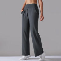 Pantalones de oficina sueltos de cintura alta informales de pierna ancha para mujer, pantalones de baile - details 28