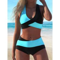 Conjunto De Bikini De Dos Piezas Con Cuello Halter De Color, Lazo En El Cuello Con Torsión, Trajes De Baño - details 1
