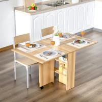Mesa Plegable de Comedor Mesa de Cocina Plegable con Ruedas Alas Abatibles y Estantes para 4-6 Personas 75x140x74 cm Cemento Gris - details 10