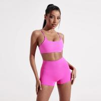 Ropa interior de yoga para gimnasio de color sólido, sujetador de fitness con correas cruzadas en la espalda, top deportivo ajustado de alta resistencia, completo con almohadilla para el pecho - details 8