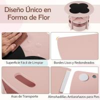 Juego de mesa y sillas para niños de 5 piezas, tablero de pizarra para escribir, mesa redonda apilable infantil con 4 taburetes de almacenamiento para actividades, arte, lectura (rosa) - details 1