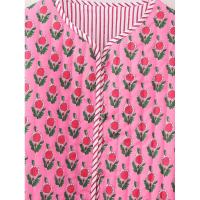 BUNO-Nueva chaqueta informal de algodón acolchada con estampado floral y cuello redondo para mujer, abrigo elegante de manga larga con botones y abertura - details 3