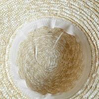 Sombreros anchos de diseño para mujer, sombrero de playa de iglesia de verano con cinta de paja recortada de grosgrain, hecho a mano - details 7