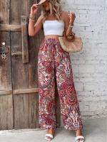 Pantalones de Verano Versátiles de Impresión Khaki Cintura Elástica, Legua Ancha, Comodidad Casual - details 12