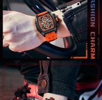Reloj deportivo de carreras de lujo para hombre, esfera esqueleto de barril, resistente al agua, luminoso, reloj de pulsera para exteriores, reloj de negocios para hombre - details 16