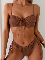 Conjunto de Bikini Bandeau con aros para mujer, traje de baño Sexy con cordón ajustable, 2024 - details 0