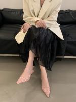 Nuevo stiletto tacones altos bolsa cabeza sandalias mujer francés con falda noche brisa vacío solo zapatos zapatos de mujer - details 4