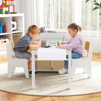 Juego de mesa de arte y actividades para niños, mesa de manualidades con 2 sillas, rollo de papel, estantes y 4 cestas de tela, para niños en la sala de juegos (gris) - details 16
