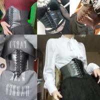 Cinturón de Corset Ajustable Diseño Ancho de Cuero PU con Encaje Gótico - details 5