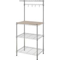 3 Estantería de cocina con tablas de madera, 45,7 D x 61 W x 151 H cm, Cromo, Beis - details 2