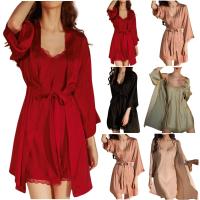 Albornoz sexy Ence de 2 piezas para mujer, camisón, vestido estilo kimono, pijama de satén, pijama para el hogar - details 0