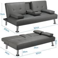 Sofá Cama Plegable de Poliéster 2 Plazas Soporte de Botella 167 X94 cm Max Capacidad 350 KG Gris - details 29