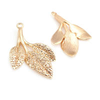 Colgantes de hojas de árbol de latón de Color dorado de 18K, accesorios para collar y pendientes, joyería Diy de alta calidad - details 19