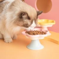 Cuenco de cerámica antivuelco para gatos, protección del cuello, antivómitos, cuenco de pie alto para mascotas, bonito y estable, contenedor de agua para comida para perros, plato para aperitivos - details 12