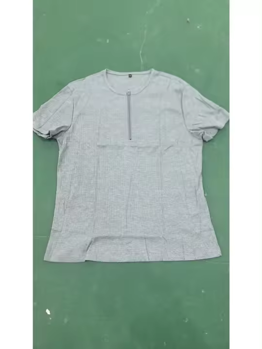 Camiseta deportiva ajustada de manga corta para hombre, estilo fitness waffle, color sólido americano. - 1