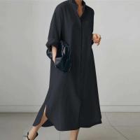 ZANZEA-vestido de mujer de manga larga, camisa lisa, vestido veraniego con botones y cuello de solapa, Vestidos largos holgados a la moda, bata Vintage para mujer - details 8