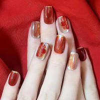 Uñas postizas reutilizables con estampado de flores, prensa roja, disfraz de actuación en escenario, dulce y encantador - details 5