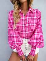 Camisa informal con estampado Vintage para mujer, blusa Retro para mujer, Top de manga larga con solapa y botonadura única, primavera y verano - details 26