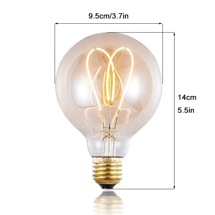 Bombilla Edison Vintage de 4W, bombilla LED amarilla cálida de 2300K, filamento suave Retro E27, corazón de cinco estrellas, G95, diamante para lámpara de decoración - 1