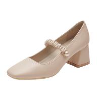Zapatos Mary Jane elegantes para mujer, tacón medio de bloque grueso, zapatos Mary Jane de Punta cerrada, zapatos de vestir para fiesta de boda informales - details 6