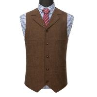 Trajes de tweed de lana para hombre, chaleco para padrinos de boda, chalecos de negocios ajustados informales con solapa, chaleco sin mangas, chalecos para hombre - details 2