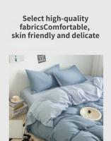 Setera de Cama de Color Sólido Coreano Negra de Alta Calidad para Huecos de Cama Reina/Rey Cubierta de Edredón de Tela Simple Tintada - details 3