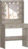 Estación de Maquillaje Moderna con Espejo y Luz LED Estante Abierto y 2 Cajones para Dormitorio o Sala de Estar 40x80x149cm Blanco DT08203X - details 24