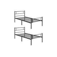 Cama de Metal Moderno con Marco Tamaño Individual/Doble Diseño Youth Somier Blanco - details 11