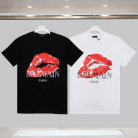 Camiseta Deportiva de Algodón Puro para Hombres Cuello Redondo, Estampado de Logotipo Delantero, Estilo Básico Casual para el Verano - details 8