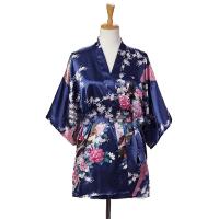 Kimono japonés con estampado de pavo real para mujer, ropa de dormir de estilo corto de satén de seda, camisón de casa, bata de baño, disfraz - details 6