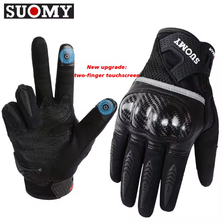 SUOMY-guantes de motociclismo de verano, guantes de Motocross con pantalla táctil, para deportes al aire libre, carcasa de fibra de carbono, guantes protectores para Moto, transpirables - 1