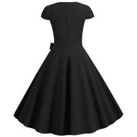 Vestido de fiesta de verano para mujer con cuello cuadrado sólido y cinturón - details 12
