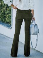 Pantalones acampanados elegantes de cintura alta para mujer, pantalones casuales con cintura elástica, color sólido, 2024 - details 7
