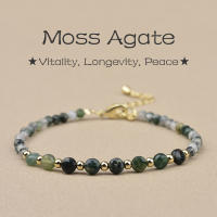 Una elegante pulsera de pastel redonda con corte de piedra natural de 4 mm y tamaño ajustable, adecuada para regalos diarios a juego, joyería para niñas - details 2