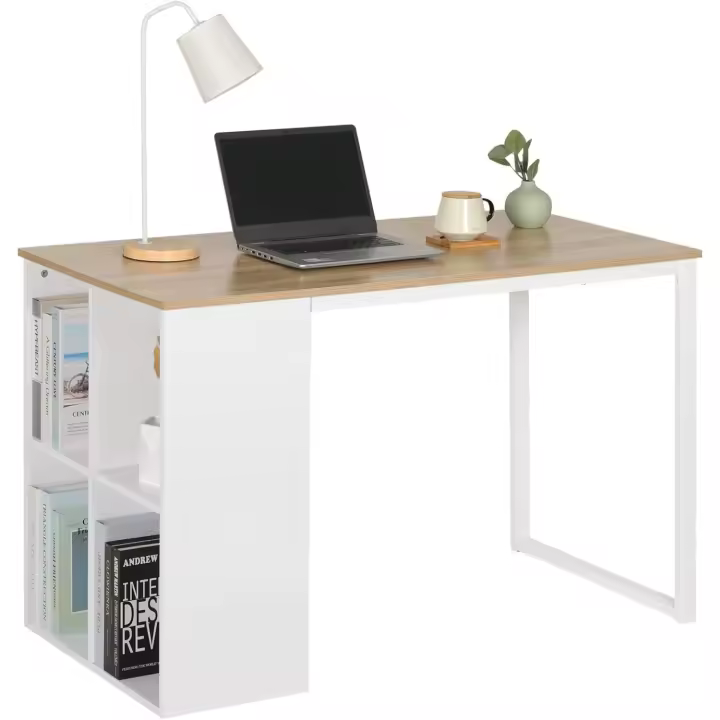 Mesa de Trabajo Moderna de Acero Robusto Estantería 120x60cm Diseño Nórdico Fácil de Instalar - 1