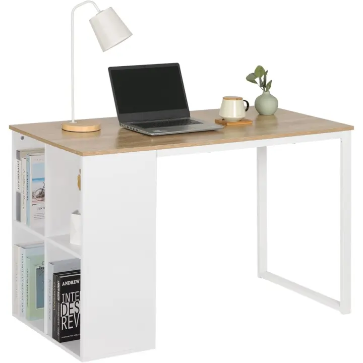 Mesa de Trabajo Moderna de Acero Robusto Estantería 120x60cm Diseño Nórdico Fácil de Instalar - 1