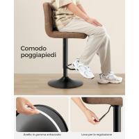 Taburete de Bar Juego de 2 Regulable en Altura, Sillas de Cocina Giratorias en 360° con Resalto y Reposapiés, Acero Cromado, Blanco LJB64W - details 24