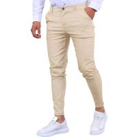 Nuevos pantalones formales informales con textura de Color sólido para hombre, pantalones ajustados cónicos populares para las cuatro estaciones - details 8