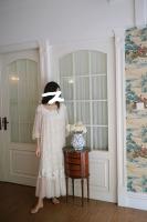 Camisones largos de encaje blanco con bordado vintage para mujer, ropa de dormir de manga larga de princesa retro, vestido de vacaciones de otoño y primavera - details 15