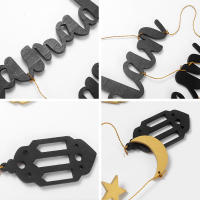 Ramdan Kareem Letras de Madera Decoración de Eid Mubarak con Guirnaldas de Papel de Luna Estrellas - details 3